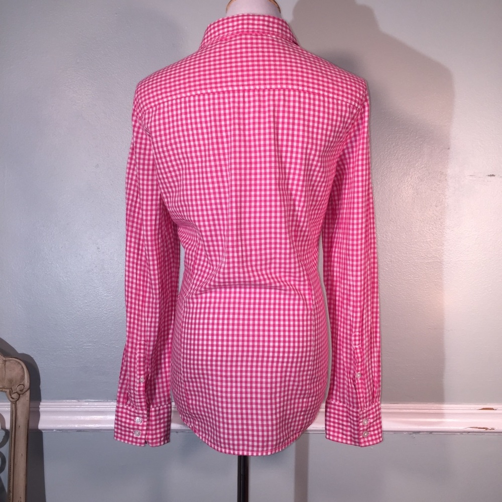 Ellen Tracy Pink Gingham Button Down - image 3